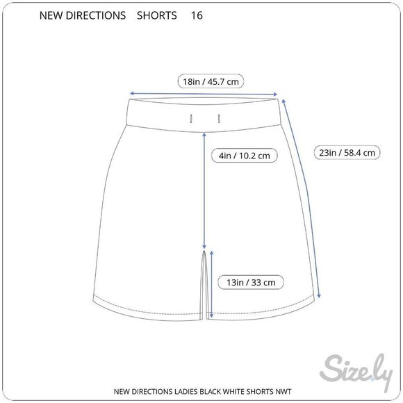 NEW DIRECTIONS LADIES BLACK WHITE CHINO STYLE FLAT FRONT POCKETS SHORTS NEW 16 - Picture 2 of 10